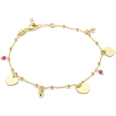 MIORE Pulseira Mulher Prata de Lei 925 Banhada a Ouro de 18K 750 Cadeia de 19cm ou Pulseira Mulher Ouro 9 Quilates 375 18cm, Pingentes de Coração, Feita à Mão na Itália, Joias Douradas com Joalheiro MIORE Pulseira Mulher Prata de Lei 925 Banhada a Ouro de 18K 750 Cadeia de 19cm ou Pulseira Mulher Ouro 9 Quilates 375 18cm, Pingentes de Coração, Feita à Mão na Itália, Joias Douradas com Joalheiro