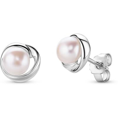 MIORE Brincos Mulher de Prata, Banhados em Ouro/Prata Sterling 925, Com fecho de pressão, Pérolas de Água Doce 6 mm, Brincos redondos 9,5 mm, Joalharia para Mulher, Vem com estojo para joias, Prata MIORE Brincos Mulher de Prata, Banhados em Ouro/Prata Sterling 925, Com fecho de pressão, Pérolas de Água Doce 6 mm, Brincos redondos 9,5 mm, Joalharia para Mulher, Vem com estojo para joias, Prata