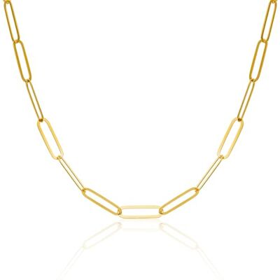 MIORE Colar de mulher prata 925 / dourado banhado a ouro de 18 quilates, 43 cm corrente prata mulher / homem, colar Trombone sem pingente, jóias hipoalergénico feitas à mão na Itália, Prata esterlina MIORE Colar de mulher prata 925 / dourado banhado a ouro de 18 quilates, 43 cm corrente prata mulher / homem, colar Trombone sem pingente, jóias hipoalergénico feitas à mão na Itália, Prata esterlina