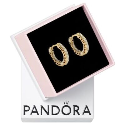 PANDORA Signature Brincos de argola com forma de coração e engaste pavé, Tamanho único, Aço inoxidável, Sem Pedra Preciosa PANDORA Signature Brincos de argola com forma de coração e engaste pavé, Tamanho único, Aço inoxidável, Sem Pedra Preciosa