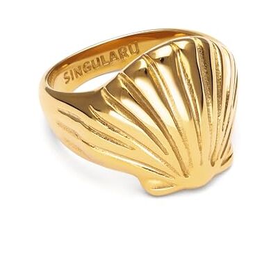 SINGULARU Anel Shelly. Aço com casa de banho em ouro de 18 Kt. Joias para mulher. Tamanho 10-18. SINGULARU Anel Shelly. Aço com casa de banho em ouro de 18 Kt. Joias para mulher. Tamanho 10-18.