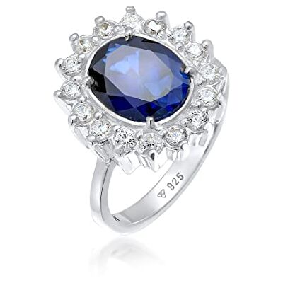 Elli Anéis de cocktail com cristal de zircônia de cor azul safira, de prata de lei 925, 14, zircão, cristal, de lei, de lei 925, pedra, Cristal Elli Anéis de cocktail com cristal de zircônia de cor azul safira, de prata de lei 925, 14, zircão, cristal, de lei, de lei 925, pedra, Cristal