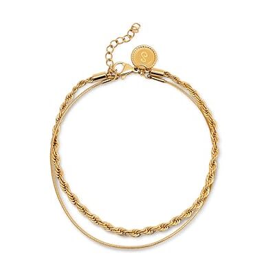 SINGULARU Pulseira náutica. Aço com acabamento em casa de banho ouro de 18 Kt. Duas correntes. Comprimento 16 + 3 cm jóias para mulher, Aço inoxidável, Sem Pedra Preciosa SINGULARU Pulseira náutica. Aço com acabamento em casa de banho ouro de 18 Kt. Duas correntes. Comprimento 16 + 3 cm jóias para mulher, Aço inoxidável, Sem Pedra Preciosa