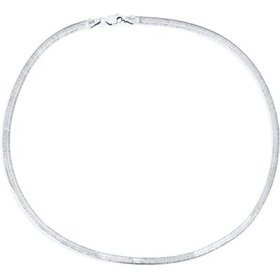 Bling Jewelry Colar de corrente de cobra Herringbone balde ômega de prata esterlina .925 banhado a ouro amarelo contornado de 3,5 e 6 mm de espessura plana para mulheres feita em Itália de 16 a 18 polegadas Bling Jewelry Colar de corrente de cobra Herringbone balde ômega de prata esterlina .925 banhado a ouro amarelo contornado de 3,5 e 6 mm de espessura plana para mulheres feita em Itália de 16 a 18 polegadas