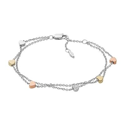 Fossil Vintage Motifs Pulseira de aço para mulher com fecho de lagosta, deslizante ou íman, Tamanho único, Glass Fossil Vintage Motifs Pulseira de aço para mulher com fecho de lagosta, deslizante ou íman, Tamanho único, Glass