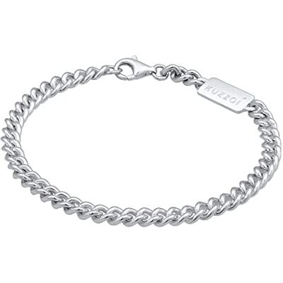 Kuzzoi Pulseira de prata de lei 925 maciça para homem com elos blindados (5 mm) para homem, pulseira com mosquetão, comprimento 19-23 cm, 0204362022, 19 centimeters, prata de lei, 19 cm, Aço Kuzzoi Pulseira de prata de lei 925 maciça para homem com elos blindados (5 mm) para homem, pulseira com mosquetão, comprimento 19-23 cm, 0204362022, 19 centimeters, prata de lei, 19 cm, Aço