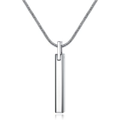 COAI ® Colar de pingente de barra quadrada de tungsténio simples para homem 55 cm, Aço inoxidável, Sem pedra COAI ® Colar de pingente de barra quadrada de tungsténio simples para homem 55 cm, Aço inoxidável, Sem pedra