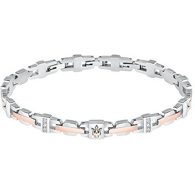 Maserati Pulseira de homem em aço, PVD ouro rosa, cristais, coleção Iconic JM423AVD18 Maserati Pulseira de homem em aço, PVD ouro rosa, cristais, coleção Iconic JM423AVD18