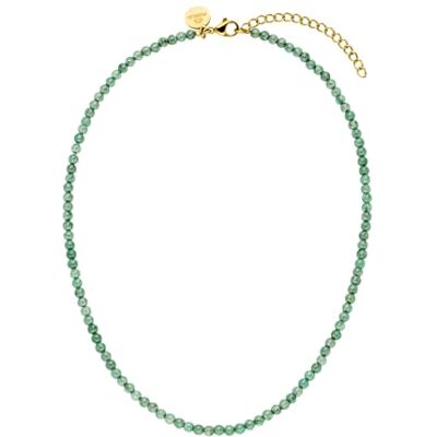 Purelei ® Colar de aventurina para mulher, de aço inoxidável durável, impermeável, corrente de pérolas de aventurina natural, comprimento ajustável de 35 a 40 cm Purelei ® Colar de aventurina para mulher, de aço inoxidável durável, impermeável, corrente de pérolas de aventurina natural, comprimento ajustável de 35 a 40 cm