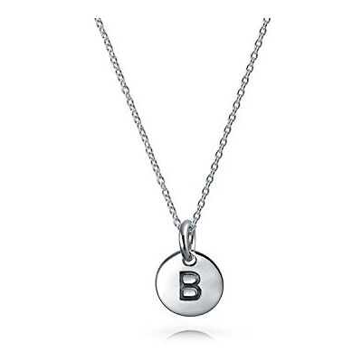 Bling Jewelry Tiny minimalista Abc redondo disco bloco letra alfabeto A-Z inicial colar pendente para adolescentes para mulher .925 prata de lei Bling Jewelry Tiny minimalista Abc redondo disco bloco letra alfabeto A-Z inicial colar pendente para adolescentes para mulher .925 prata de lei