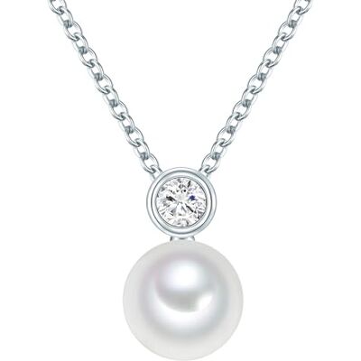 Valero Pearls Colar para mulher prata de lei 925 pérolas de água doce de cultivo zircônia corrente de âncora, prateado, Zircónia cúbica Valero Pearls Colar para mulher prata de lei 925 pérolas de água doce de cultivo zircônia corrente de âncora, prateado, Zircónia cúbica