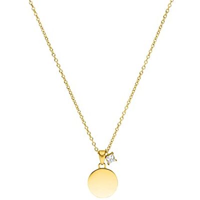 Purelei Poetic Colar para mulher (ouro, prata, ouro rosa) com pingente redondo e pedra semipreciosa, corrente de aço inoxidável impermeável, presente para mulheres, 55 cm, aço inoxidável Purelei Poetic Colar para mulher (ouro, prata, ouro rosa) com pingente redondo e pedra semipreciosa, corrente de aço inoxidável impermeável, presente para mulheres, 55 cm, aço inoxidável