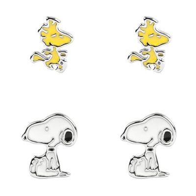 Disney Peanuts Snoopy & Woodstock mulher conjunto de brincos branco/amarelo, Tamanho único, Metal, Sem Pedra Preciosa Disney Peanuts Snoopy & Woodstock mulher conjunto de brincos branco/amarelo, Tamanho único, Metal, Sem Pedra Preciosa