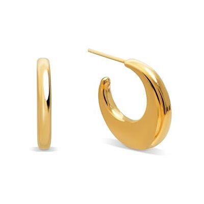 SINGULARU Brincos mulher Lunette aço casa de banho ouro Aço resistente à água com casa de banho dourada de 18 kt e design crescente. SINGULARU Brincos mulher Lunette aço casa de banho ouro Aço resistente à água com casa de banho dourada de 18 kt e design crescente.