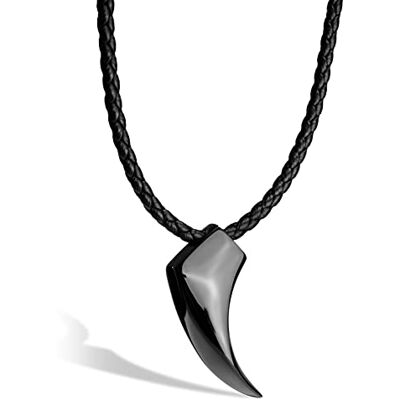 SERASAR Colar de couro premium para homens pingente de aço inoxidável fecho seguro três cores, caixa de jóias incluída, 50 cm, Couro, Não é uma pedra preciosa SERASAR Colar de couro premium para homens pingente de aço inoxidável fecho seguro três cores, caixa de jóias incluída, 50 cm, Couro, Não é uma pedra preciosa