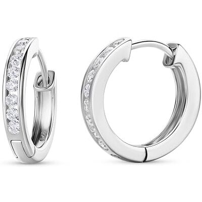 MIORE Brincos de Argola para Mulher com Zircónias Brilhantes em Prata de Lei 925 Prata de Lei 925 Dourado em Ouro Amarelo de 18K 750, Brincos de Argola Hipoalergénicos., Prata, Sem pedra preciosa MIORE Brincos de Argola para Mulher com Zircónias Brilhantes em Prata de Lei 925 Prata de Lei 925 Dourado em Ouro Amarelo de 18K 750, Brincos de Argola Hipoalergénicos., Prata, Sem pedra preciosa