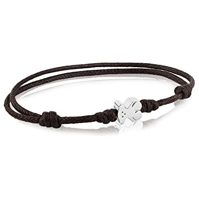TOUS Pulseira de cordão castanho ajustável e aço para mulher com motivo urso, jovem e casual, coleção super micro TOUS Pulseira de cordão castanho ajustável e aço para mulher com motivo urso, jovem e casual, coleção super micro