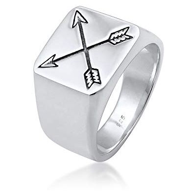 Kuzzoi Anel para homem de prata esterlina 925 maciça de 14 mm de largura, design de setas oxidadas pretas com gravação, tamanho 60-66, 0601990719, Prata, Sem pedra preciosa Kuzzoi Anel para homem de prata esterlina 925 maciça de 14 mm de largura, design de setas oxidadas pretas com gravação, tamanho 60-66, 0601990719, Prata, Sem pedra preciosa