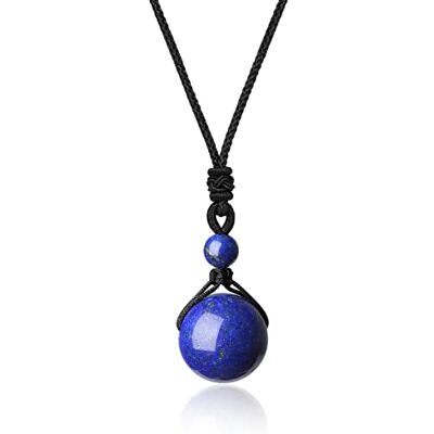 COAI Coleção unissexo Colar ajustável com pendente esférico de pedras naturais, pendulo contra o equilíbrio negativo, Reiki COAI Coleção unissexo Colar ajustável com pendente esférico de pedras naturais, pendulo contra o equilíbrio negativo, Reiki