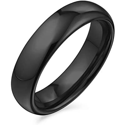 Bling Jewelry Anel de casamento unissexo de titânio design simples de cúpula ajuste confortável para homens e mulheres tom polido preto prata ouro rosa 5 mm casais personalizar, Metal, Sem pedras Bling Jewelry Anel de casamento unissexo de titânio design simples de cúpula ajuste confortável para homens e mulheres tom polido preto prata ouro rosa 5 mm casais personalizar, Metal, Sem pedras