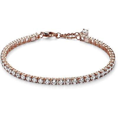 PANDORA Pulseira feminina com banda de ténis brilhante, cor ouro rosa , Ouro rosa, Zircão PANDORA Pulseira feminina com banda de ténis brilhante, cor ouro rosa , Ouro rosa, Zircão