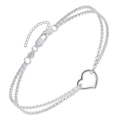 Amberta Pulseira de Tornozelo em Prata de Lei 925 para Mulher Pulseira de Tornozelo em Prata Italiana Joias de Verão, Prata esterlina Amberta Pulseira de Tornozelo em Prata de Lei 925 para Mulher Pulseira de Tornozelo em Prata Italiana Joias de Verão, Prata esterlina