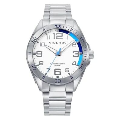 Viceroy Relógio Fashion Comunhão – Caixa e pulseira de aço, movimento de quartzo analógico, pulseira de aço e pele azul de presente, PRATEADO, pulseira Viceroy Relógio Fashion Comunhão – Caixa e pulseira de aço, movimento de quartzo analógico, pulseira de aço e pele azul de presente, PRATEADO, pulseira