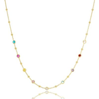 MIORE Colar Mulher de Prata de Lei 925 Banhado a Ouro de 18K 750, Colar de Gemas de Cores, Vermelho, Azul, Roxo, Rosa e Amarelo, Corrente de 45 cm (41+4cm) Feito à Mão na Itália, Joias Douradas com MIORE Colar Mulher de Prata de Lei 925 Banhado a Ouro de 18K 750, Colar de Gemas de Cores, Vermelho, Azul, Roxo, Rosa e Amarelo, Corrente de 45 cm (41+4cm) Feito à Mão na Itália, Joias Douradas com