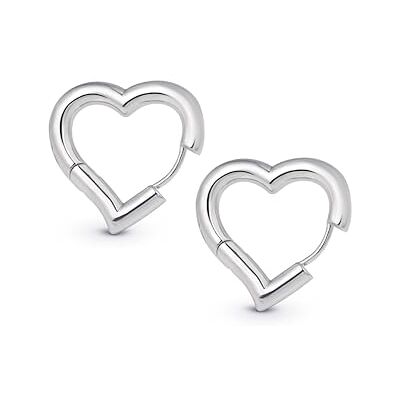 Amberta Brincos aros coração prateados ou dourados brincos coração para mulher presente bijuteria para mulher Amberta Brincos aros coração prateados ou dourados brincos coração para mulher presente bijuteria para mulher