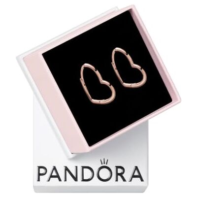 PANDORA Moments Brincos de coração assimétricos refinados à mão em liga de metal banhado a ouro rosa de 14 quilates, brincos em forma de coração num estilo minimalista, Prata, Não aplicável PANDORA Moments Brincos de coração assimétricos refinados à mão em liga de metal banhado a ouro rosa de 14 quilates, brincos em forma de coração num estilo minimalista, Prata, Não aplicável