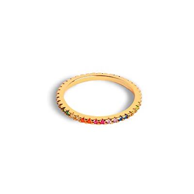 SINGULARU Anel Cleo Colors. Prata de Lei 925 com Acabamento Banho de Ouro de 18 Kt e Zircônias de Cores. Várias Tamanhos SINGULARU Anel Cleo Colors. Prata de Lei 925 com Acabamento Banho de Ouro de 18 Kt e Zircônias de Cores. Várias Tamanhos