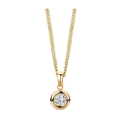MIORE Pingente colar solitário de mulher em ouro amarelo de 9 KT 375 com zircónio, pendente com zircônia com corrente de 45 cm em ouro de 9KT, prata de lei 925 dourado a ouro de 18 KT ou sem MIORE Pingente colar solitário de mulher em ouro amarelo de 9 KT 375 com zircónio, pendente com zircônia com corrente de 45 cm em ouro de 9KT, prata de lei 925 dourado a ouro de 18 KT ou sem