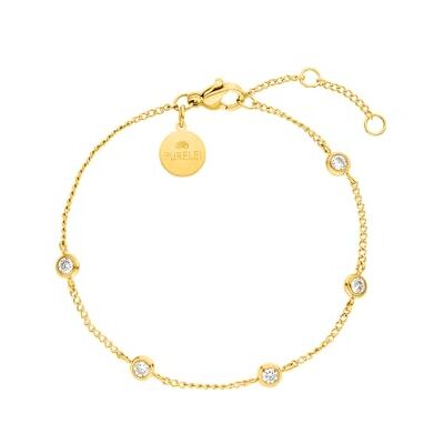 Purelei ® Spotlight Pulseira de aço inoxidável resistente à água com contas de ametista, comprimento ajustável de 16 a 19 cm Purelei ® Spotlight Pulseira de aço inoxidável resistente à água com contas de ametista, comprimento ajustável de 16 a 19 cm