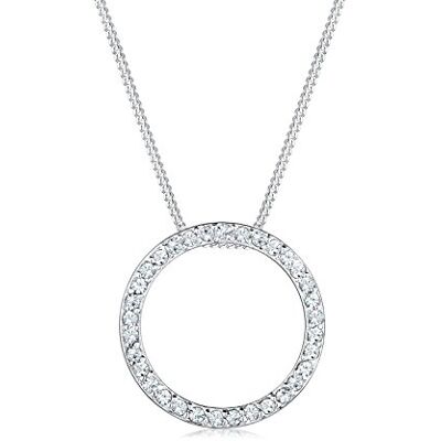Elli Colares senhoras com círculo pendente cristais Swarovski® em Geo Look em prata esterlina 925 de 45 cm de comprimento Elli Colares senhoras com círculo pendente cristais Swarovski® em Geo Look em prata esterlina 925 de 45 cm de comprimento