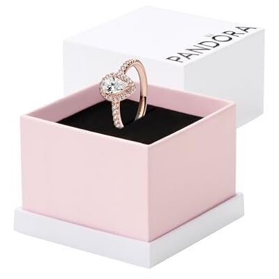 PANDORA Anel com design de onda banhado a ouro rosa de 14 quilates com zircónias cúbicas transparentes, Ouro rosa, Zircónia cúbica PANDORA Anel com design de onda banhado a ouro rosa de 14 quilates com zircónias cúbicas transparentes, Ouro rosa, Zircónia cúbica