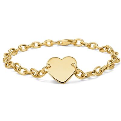 MIORE Pulseira de mulher prata 925 banhada a ouro de 18 quilates, pulseira coração, 19 cm corrente de mão com pingente de coração, joalharia hipoalergénica para mulher com caixa de jóias, feita à mão em Itália MIORE Pulseira de mulher prata 925 banhada a ouro de 18 quilates, pulseira coração, 19 cm corrente de mão com pingente de coração, joalharia hipoalergénica para mulher com caixa de jóias, feita à mão em Itália