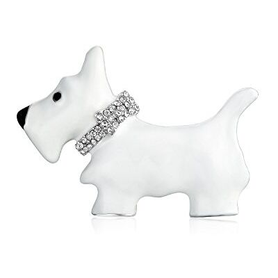 Bling Jewelry Grande colar atraente azul ou rosa vidro esmalte branco Westie Scottie Terri cão animal cachecol broche para mulheres adolescentes tom prata ródio banhado 1,3 polegadas, Cristal, No Gemstone Bling Jewelry Grande colar atraente azul ou rosa vidro esmalte branco Westie Scottie Terri cão animal cachecol broche para mulheres adolescentes tom prata ródio banhado 1,3 polegadas, Cristal, No Gemstone