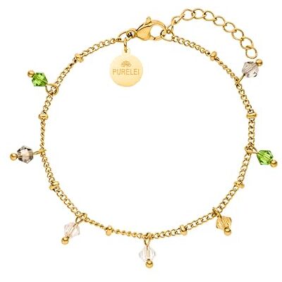 Purelei ® Pulseira Boho (ouro, ouro rosa), pulseira de filigrana resistente à água com pérolas de cristal coloridas para mulher, pulseira de aço inoxidável, presentes para mulher, 16-19 cm de Purelei ® Pulseira Boho (ouro, ouro rosa), pulseira de filigrana resistente à água com pérolas de cristal coloridas para mulher, pulseira de aço inoxidável, presentes para mulher, 16-19 cm de