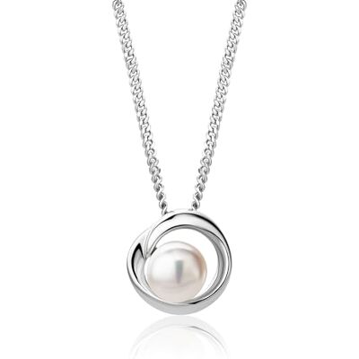 MIORE Colares de Mulher em Prata com Pingente de Pérola Branca de 8 mm Banhado a Ouro de 18ct ou Prata Sterling 925, Corrente Barbada de 45 cm, Colar Hipoalergénico, Joalharia para Mulher, Entregue em MIORE Colares de Mulher em Prata com Pingente de Pérola Branca de 8 mm Banhado a Ouro de 18ct ou Prata Sterling 925, Corrente Barbada de 45 cm, Colar Hipoalergénico, Joalharia para Mulher, Entregue em
