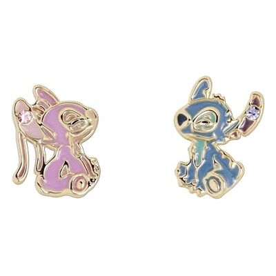 Disney Stitch & Angel Brincos com parafuso Mismatch, tamanho único, latão/base, sem pedras preciosas Disney Stitch & Angel Brincos com parafuso Mismatch, tamanho único, latão/base, sem pedras preciosas