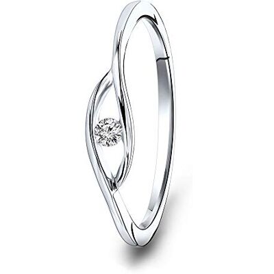 MIORE Anel de diamante solitário para mulher em ouro branco ouro amarelo de 9 quilates 375 com diamante autêntico de 0,05 quilates- anel de noivado ouro respeitoso com a pele, Ouro branco MIORE Anel de diamante solitário para mulher em ouro branco ouro amarelo de 9 quilates 375 com diamante autêntico de 0,05 quilates- anel de noivado ouro respeitoso com a pele, Ouro branco