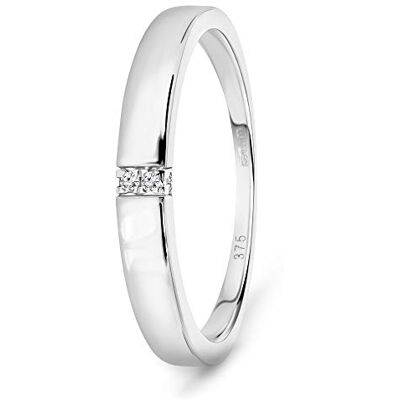 MIORE Anel para mulher de ouro branco de 9 quilates (375) com diamante de 0,02 ct, Ouro, Diamante MIORE Anel para mulher de ouro branco de 9 quilates (375) com diamante de 0,02 ct, Ouro, Diamante
