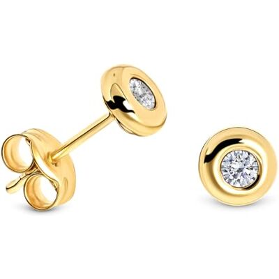 MIORE Brincos de ouro amarelo de 9 quilates sem gema com fecho de borboleta de pressão MIORE Brincos de ouro amarelo de 9 quilates sem gema com fecho de borboleta de pressão