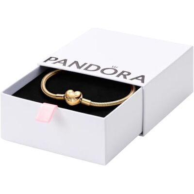 PANDORA Moments -18 Pulseira de elos com fecho de coração, liga banhada a ouro, 18 cm, Metal, Sem gemas PANDORA Moments -18 Pulseira de elos com fecho de coração, liga banhada a ouro, 18 cm, Metal, Sem gemas