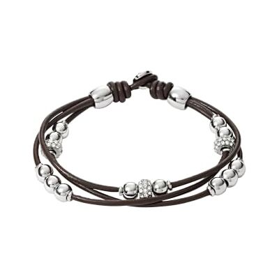 Fossil Pulseira de mulher de aço inoxidável ou couro com fecho de lagosta ou fecho deslizante ajustável, 7,5 po, Couro, Glass Fossil Pulseira de mulher de aço inoxidável ou couro com fecho de lagosta ou fecho deslizante ajustável, 7,5 po, Couro, Glass