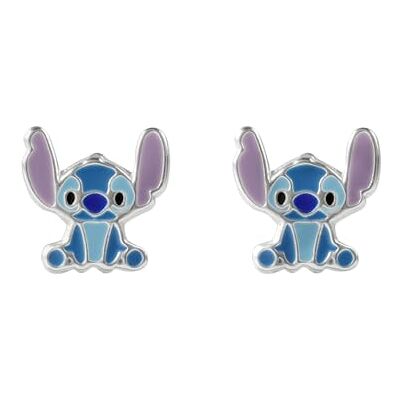 Brincos femininos de prata fina com design de Stitch da Disney esmaltados Brincos femininos de prata fina com design de Stitch da Disney esmaltados
