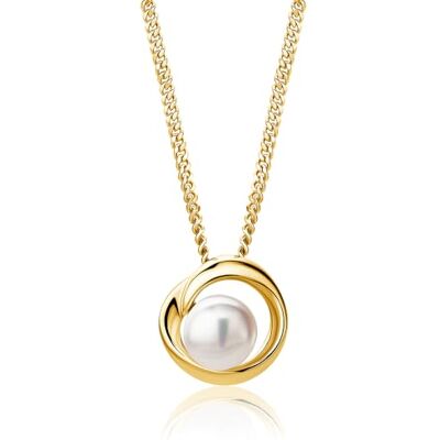 MIORE Colares mulher de prata com pingente de pérola branca de 8 mm, prata Sterling 925 banhado a ouro de 18 ct, corrente barbada a 45 cm, hipoalergénico, jóias feitas à mão com estojo para jóias MIORE Colares mulher de prata com pingente de pérola branca de 8 mm, prata Sterling 925 banhado a ouro de 18 ct, corrente barbada a 45 cm, hipoalergénico, jóias feitas à mão com estojo para jóias