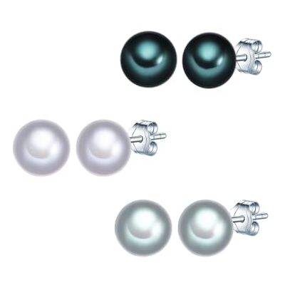 Valero Pearls Brincos para mulher prata de lei 925 pérolas de água doce de cultivo conjunto de 3 Valero Pearls Brincos para mulher prata de lei 925 pérolas de água doce de cultivo conjunto de 3