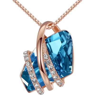 Leafael Souhaiter Colar com pingente de pedra com cristal de nascimento, banhado a ouro rosa de 18 quilates, prata e 18 " + 2", Cristal, Sem Pedra Preciosa Leafael Souhaiter Colar com pingente de pedra com cristal de nascimento, banhado a ouro rosa de 18 quilates, prata e 18 " + 2", Cristal, Sem Pedra Preciosa