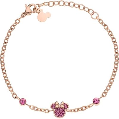Disney Pulseira Minnie Mouse, Aço Inoxidável e Zircónias para Meninas, Comprimento 13-18 cm Disney Pulseira Minnie Mouse, Aço Inoxidável e Zircónias para Meninas, Comprimento 13-18 cm